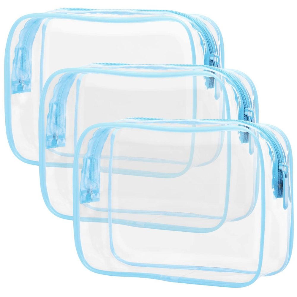 3 Pack Tsa Approved Clear Toiletry Bags, Quart Size, Travel Makeup Cosmetic🫱